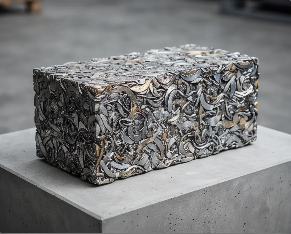 200T Aluminum chips block Press — finished product 1